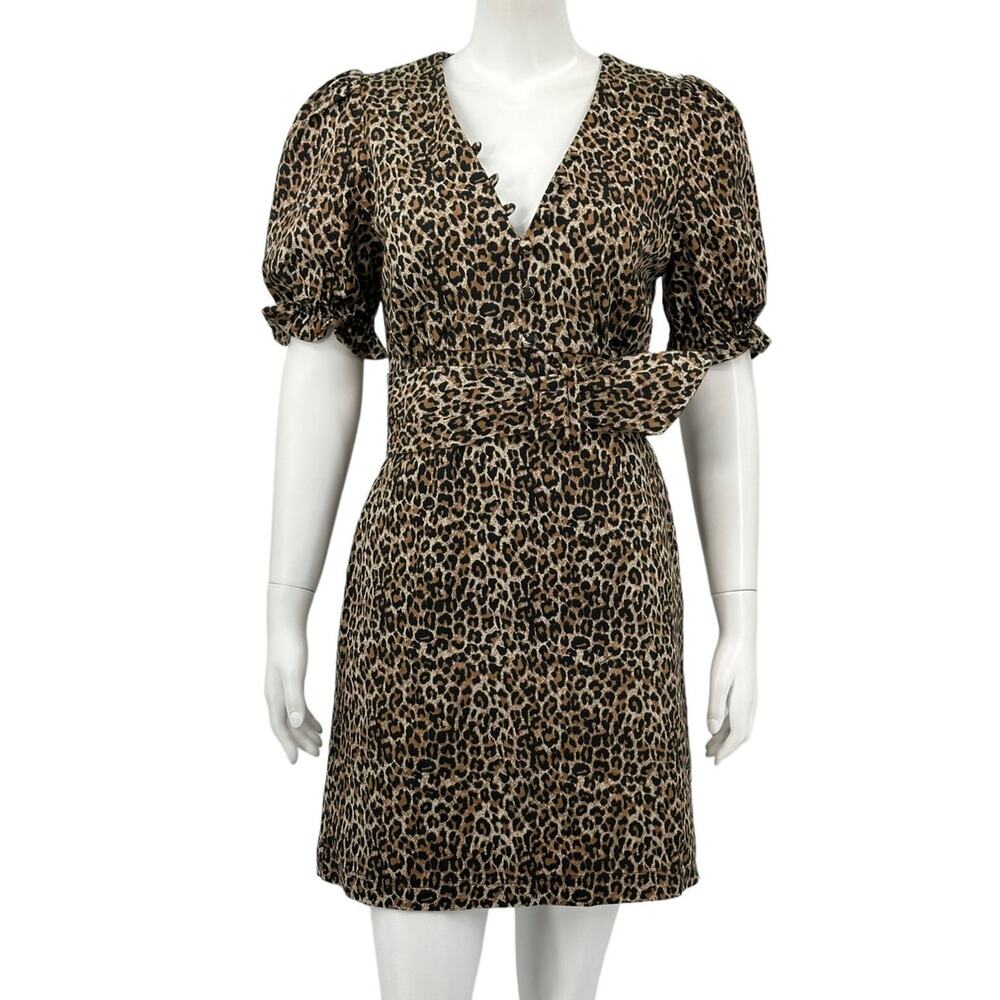 Marissa Webb Dress‎ Womens 4 Brown Leopard The Carly V-Neck Mob Wife Stretch